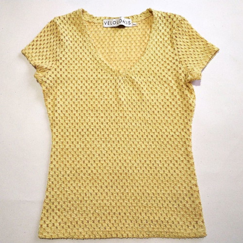 Veloudakis Vintage 90's Yellow Gold Short Sleeve T-shirt like new, size S/M