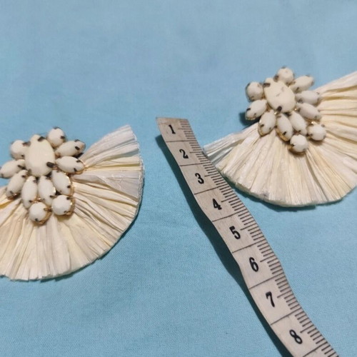 Cream earrings new with beads