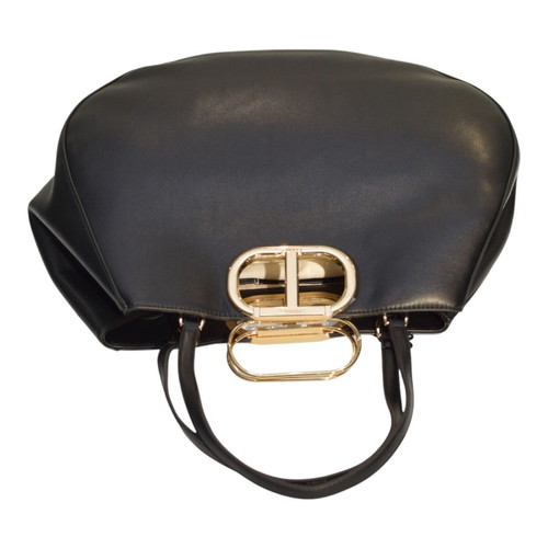 Twinset Milano Black Leather Tote Bag like new with Gold Logo