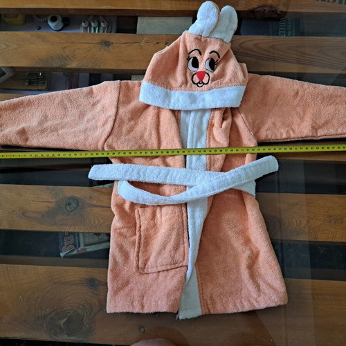 Pennie children's bathrobe with hood used, bunny design, size 1–2 years