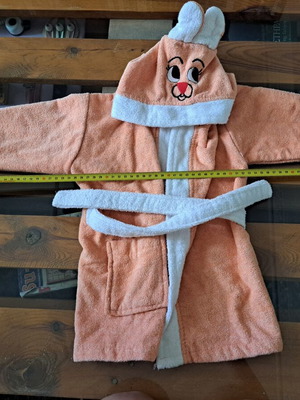 Pennie children's bathrobe with hood used, bunny design, size 1–2 years