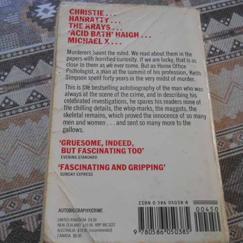 Professor Keith Simpson Forty Years of Murder paperback book used