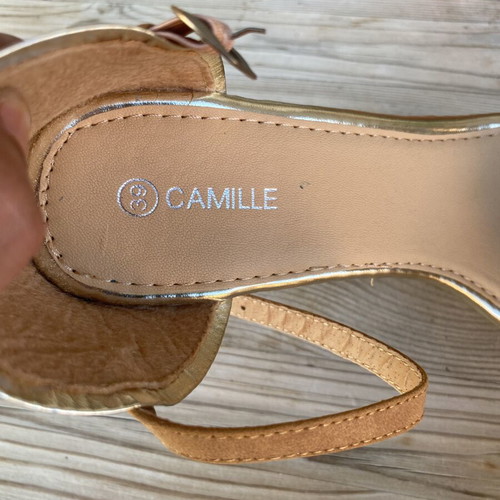 Camille Brown Platform Sandals Size 39 Like New, 10cm Heel