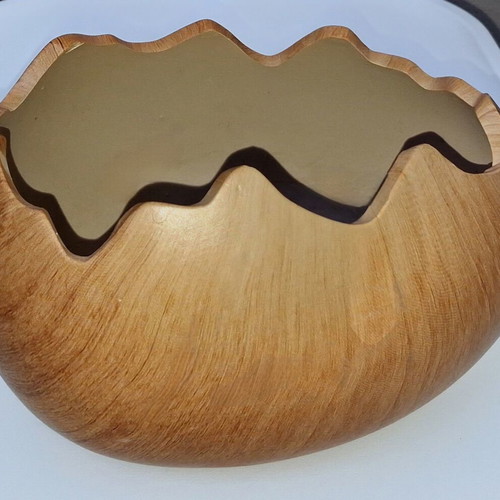Decorative ceramic bowl Eggshell with wood-look finish like new