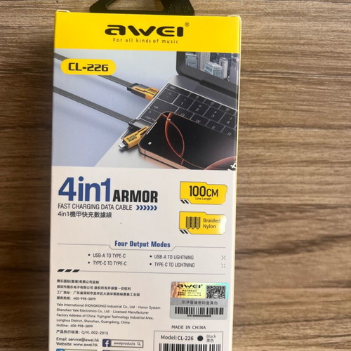 Awei CL-226 4-in-1 Fast Charging Cable 65W New