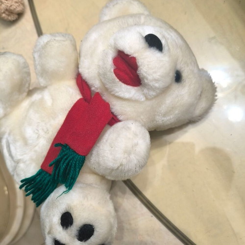 White plush teddy bear with scarf like new