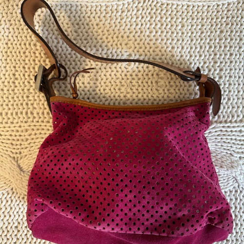 Escada women's shoulder bag used pink leather and suede