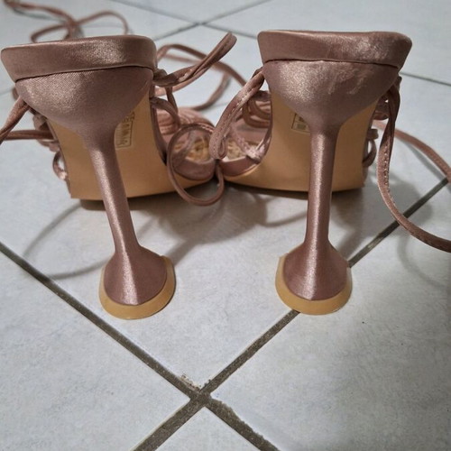 Pink satin sandals size 38 like new