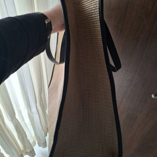 Ted Baker raffia tote bag used, large size, black-beige