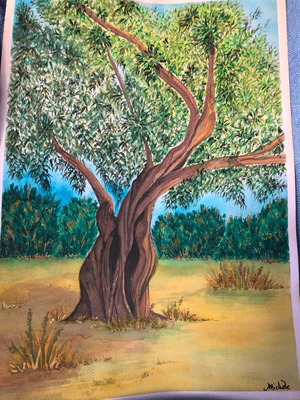 Olive tree watercolour painting new, art for home decoration