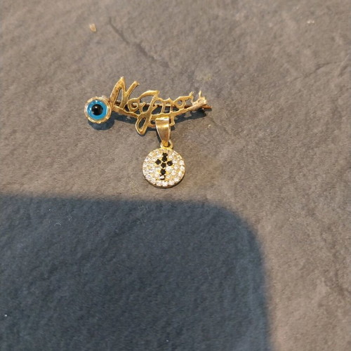 Gold plated 925 pin with silver cross and sparkling stones new