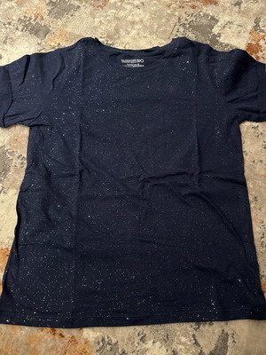 Monoprix Teens bio organic cotton top used, 12 years, navy blue with sparkles
