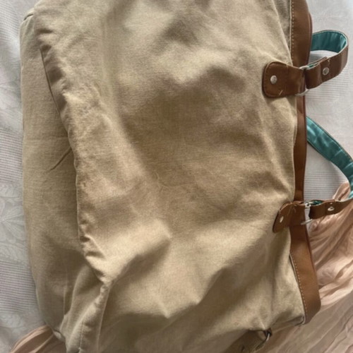 Boho bag used, beige fabric with adjustable strap