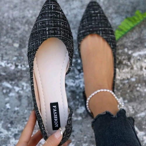 Ballerina shoes new tweed black with silver details size 39