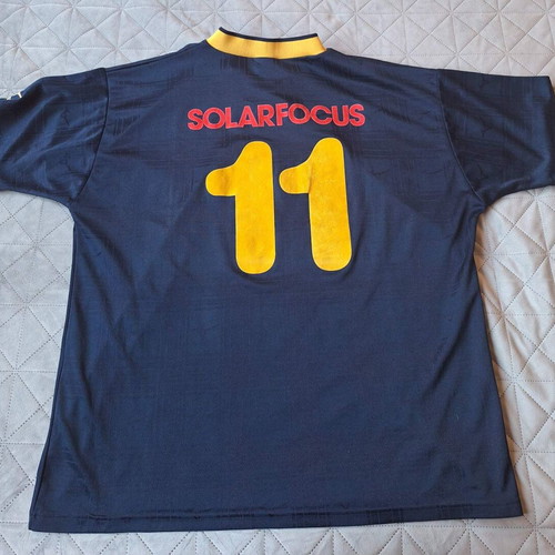 Mizuno Solar Cut sports shirt used, size XL, dark blue with yellow accents