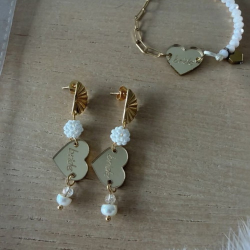 Bachelorette Bride to Be Set with Handmade Steel Earrings and Bracelet