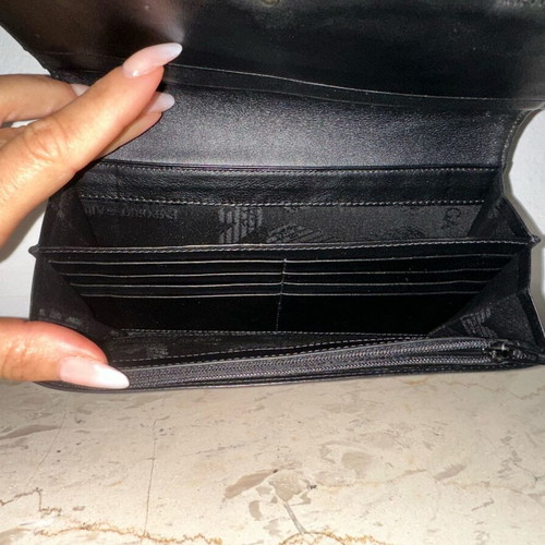 Emporio Armani women's wallet like new, black with silver letters