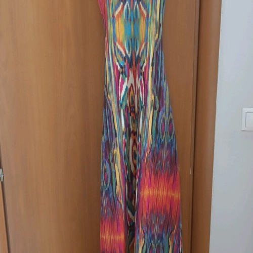 Long backless dress like new, multicolor, size S