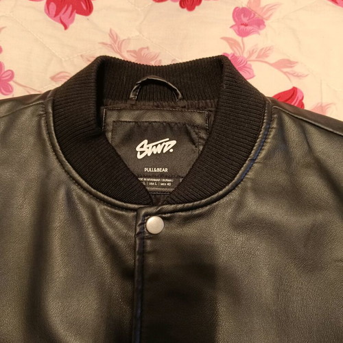 Men's leather jacket Large new, black Pull & Bear