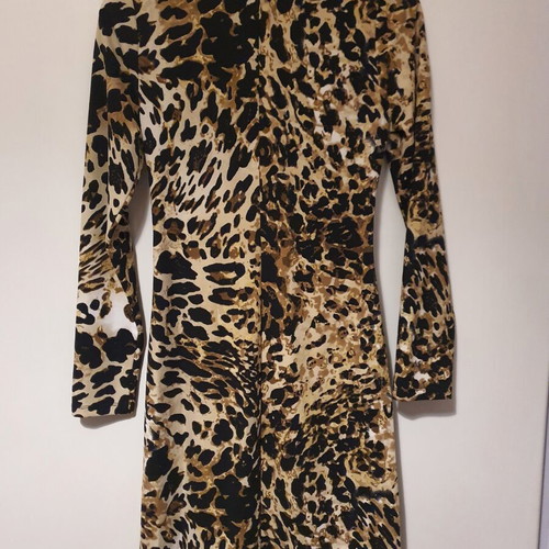 Dress with leopard print and wrap neckline new by Maki Philosophy