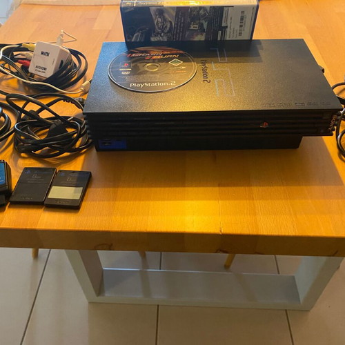 Sony PlayStation 2 console like new with 2 controllers, 2 memory cards, HDMI adapter, 4 games