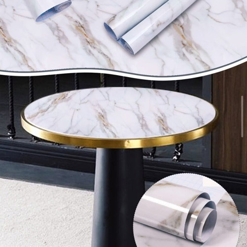 Αυτοκόλλητο ρολό White Marble Luxe καινούργιο 60cm x 3m αδιάβροχο