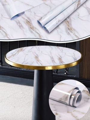 Αυτοκόλλητο ρολό White Marble Luxe καινούργιο 60cm x 3m αδιάβροχο