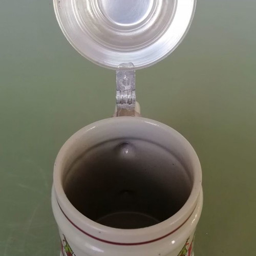 Ceramic beer mug Austria new with metal lid