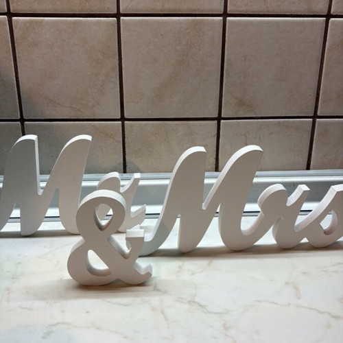 Wooden decorative letters Mr & Mrs like new, set of 3 pieces