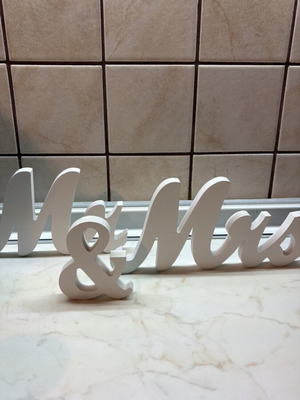 Wooden decorative letters Mr & Mrs like new, set of 3 pieces