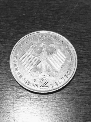 German 2 Mark coin 1976 used