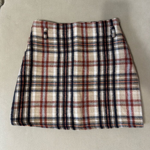 Brown checked skirt size S like new