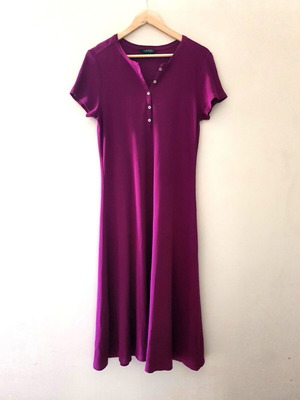 Μίντι φόρεμα Lauren Ralph Lauren 100% βαμβάκι, μωβ, μέγεθος L, σαν καινούργιο