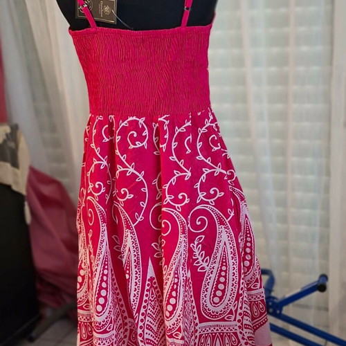 Summer dress new with adjustable straps, size M - L, pink and white