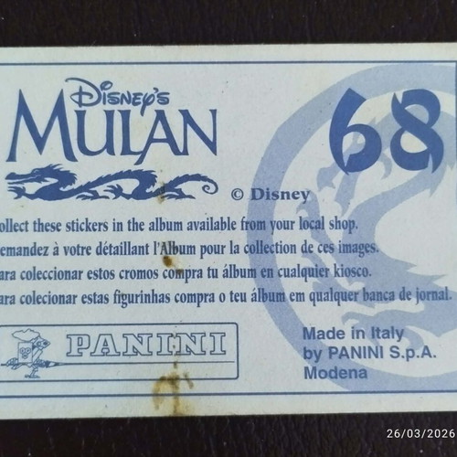 Panini Mulan sticker used