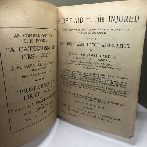 St John’s Ambulance First Aid to the Injured 1920 Handbook used