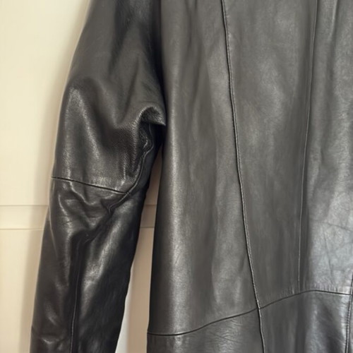 Leather coat size M used, black with batwing sleeves