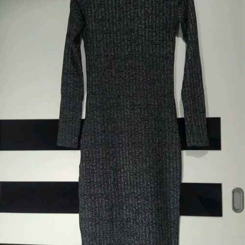 Hyper midi dress like new, black gray silver knit, one size
