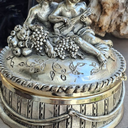 Vintage metal jewelry box Berger used, baroque style
