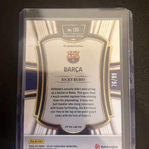 Ricky Rubio Select Euroleague Barcelona card new