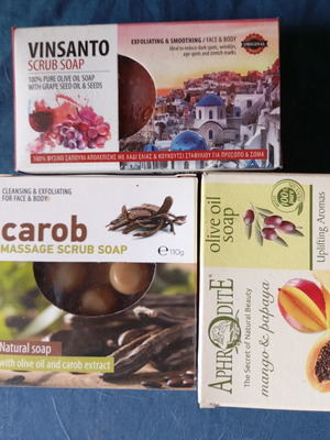Skin Care Soaps new, pack of 3 with carob, mango papaya, and grape