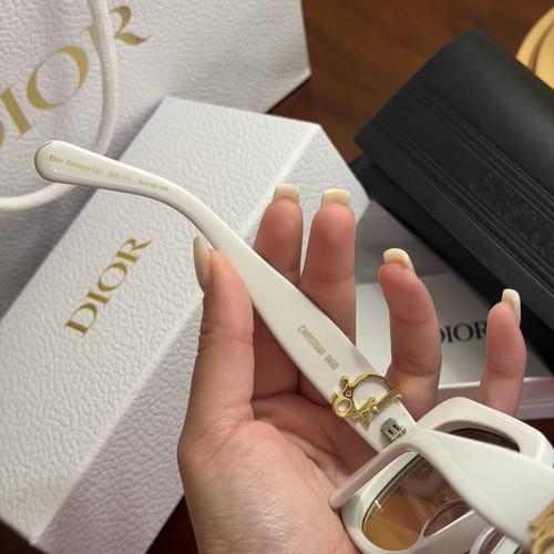 Dior sunglasses with white frame and dark gold lens new