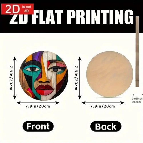 African Art Flat Wooden Wall Hanging 20cm New