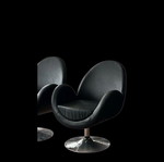 Space Age Armchairs like new, leather with metal base, black, set of 2