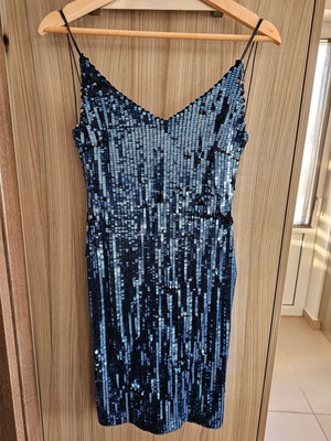 Φόρεμα Derkuss collection μεταχειρισμένο, mini με μπλε παγιέτα