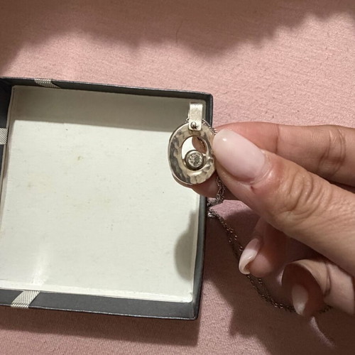 Necklace white gold 585 and silver 925 with zircon, like new