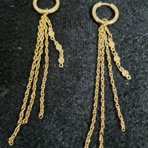 Coquette Y2k stainless steel earrings with chains like new, gold