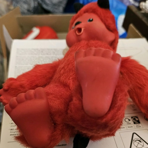 Monchhichi devil doll vintage used, red 02