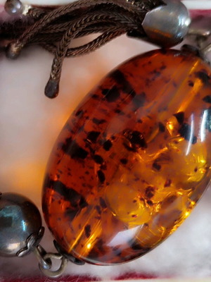 Authentic amber with fossils inside new