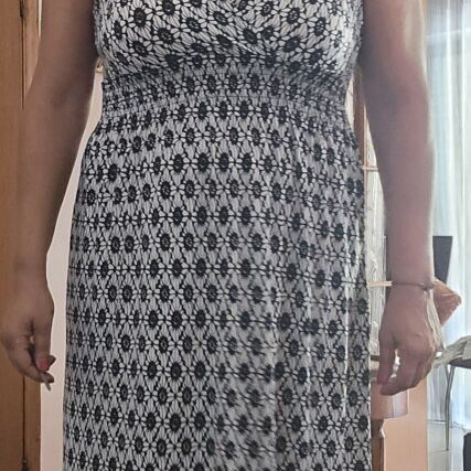 Long black and white dress, soft and loose fit, XL XXL